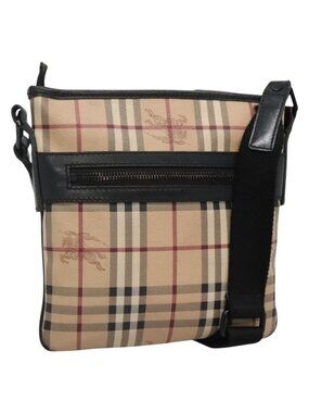 Authentic BURBERRY Nova Check Shoulder Bag PVC Beige